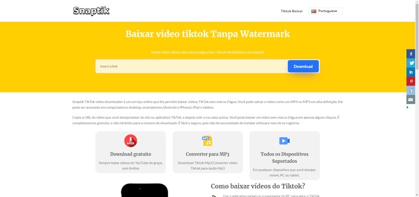 Baixe vídeos TikTok com Snaptik para assistir offline a qualquer hora, em qualquer lugar