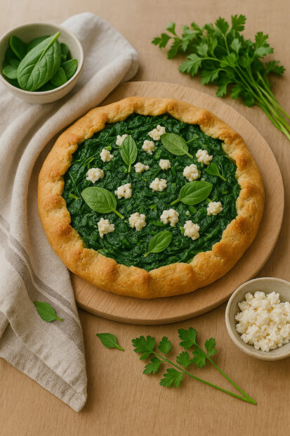 Receitas com polenta: ideias práticas, económicas e cheias de sabor em Alimentação Tarte rústica de polenta com espinafres e requeijão