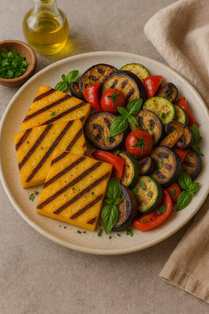 Receitas com polenta: ideias práticas, económicas e cheias de sabor em Alimentação Polenta grelhada com legumes mediterrânicos